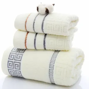 3-teiliges Frottiertuch-Set cremefarben