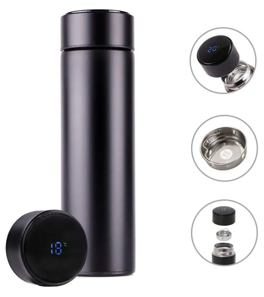 Thermosflasche Smart mit Temperaturanzeige schwarz