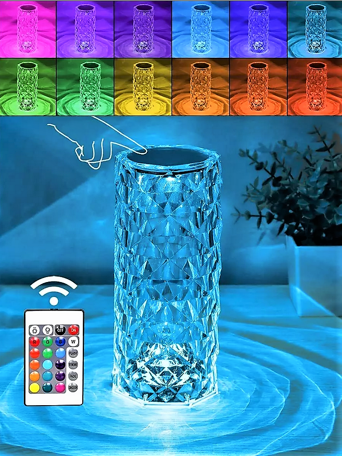 LED-Kristall Tischlampe mit Farbwechsel