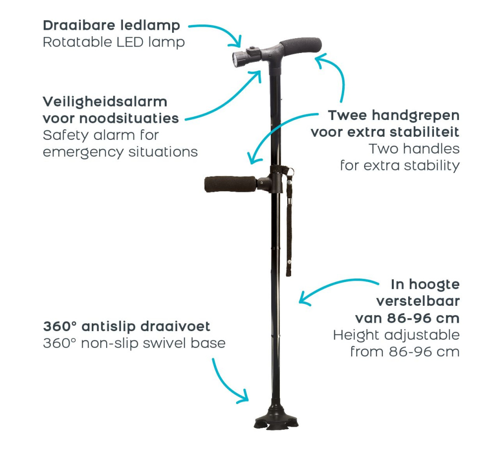 Gehstock mit Taschenlampe im Griff