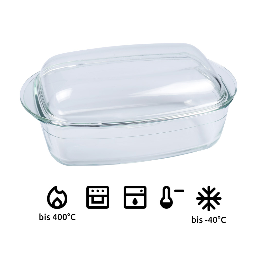 Glas-Back- und -Auflaufform 2-in-1