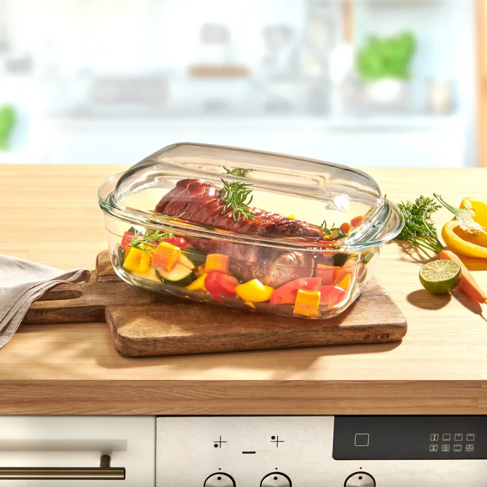 Glas-Back- und -Auflaufform 2-in-1