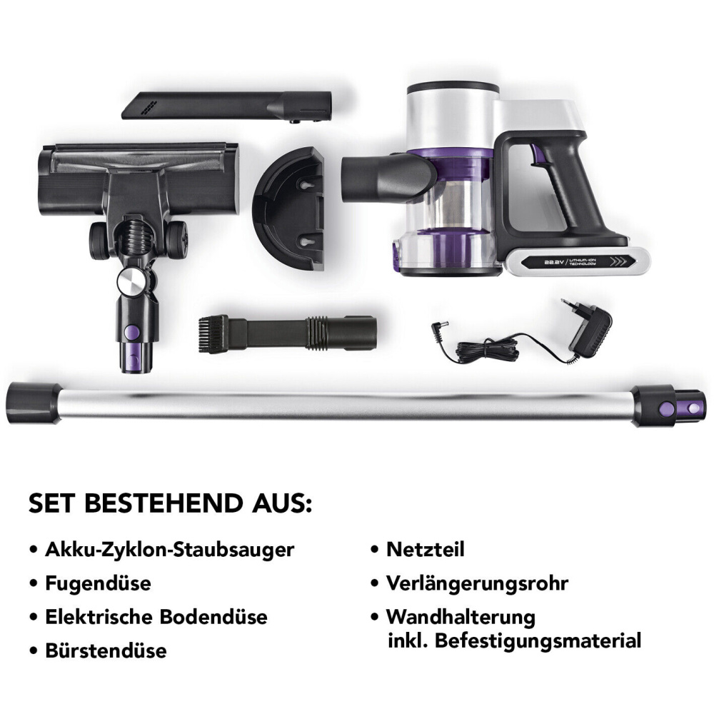 Kabelloser Akku Hand- & Bodenstaubsauger lila