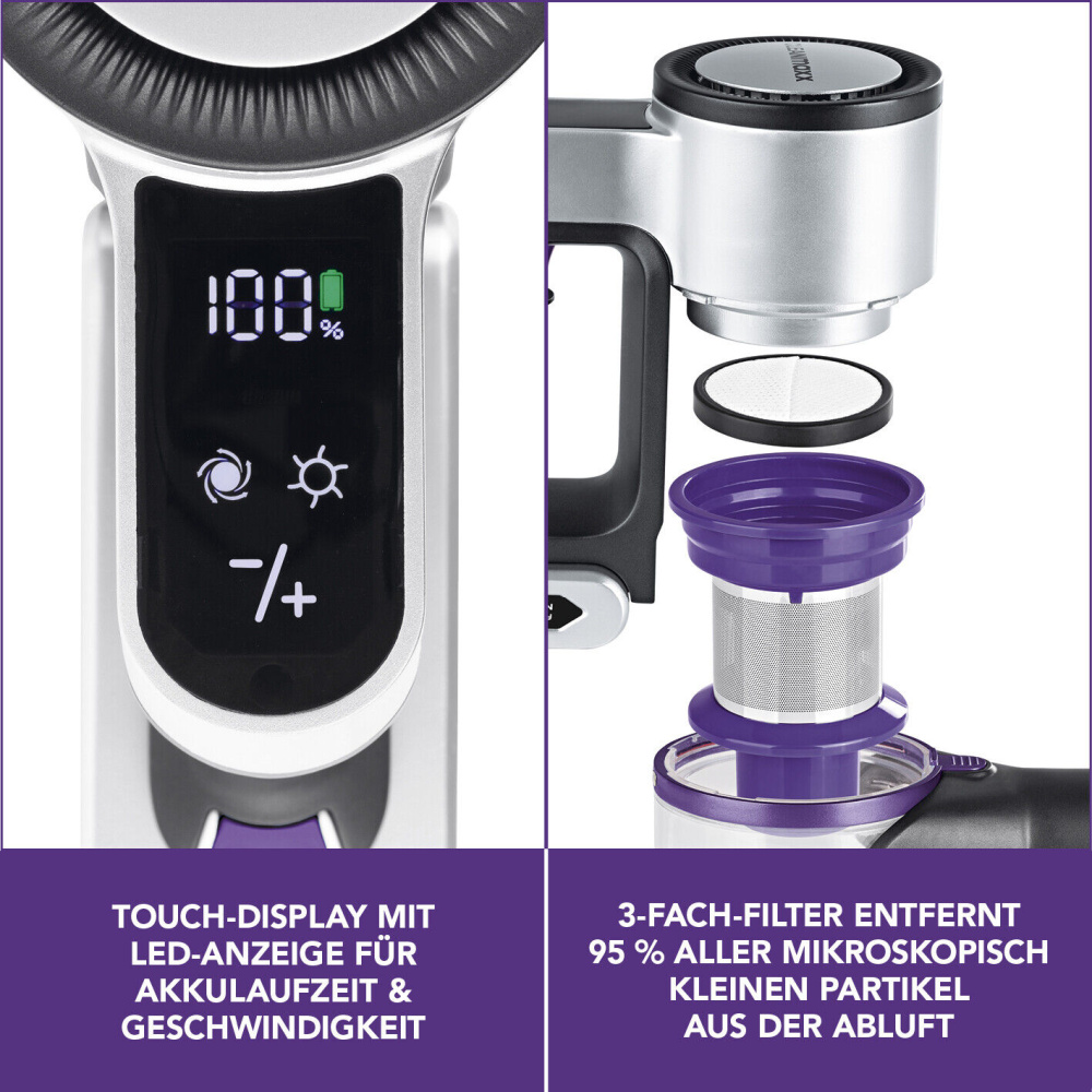 Kabelloser Akku Hand- & Bodenstaubsauger lila