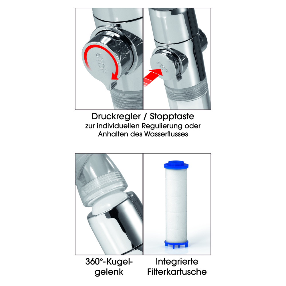 Easymaxx Duschkopf mit Stopp-Druckregler