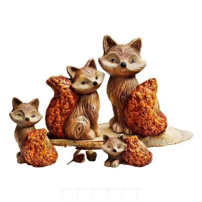 Terracotta-Figuren-Set "Fuchsfamilie"