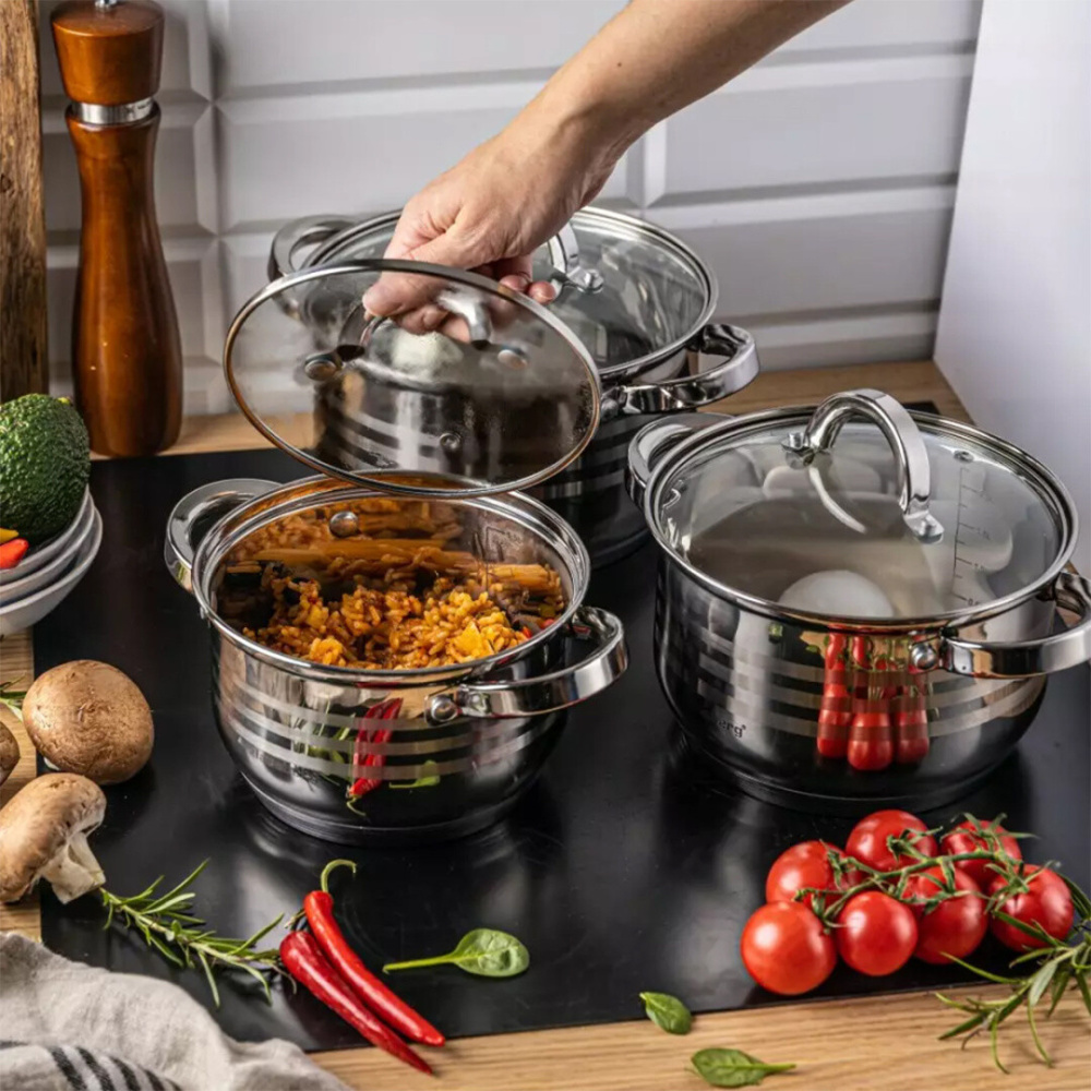6-teiliges Edelstahl-Topfset