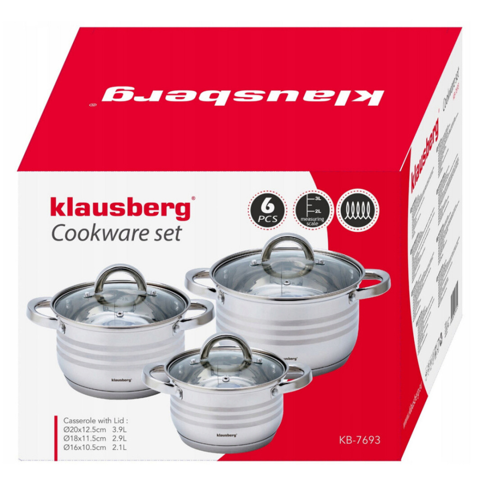 6-teiliges Edelstahl-Topfset