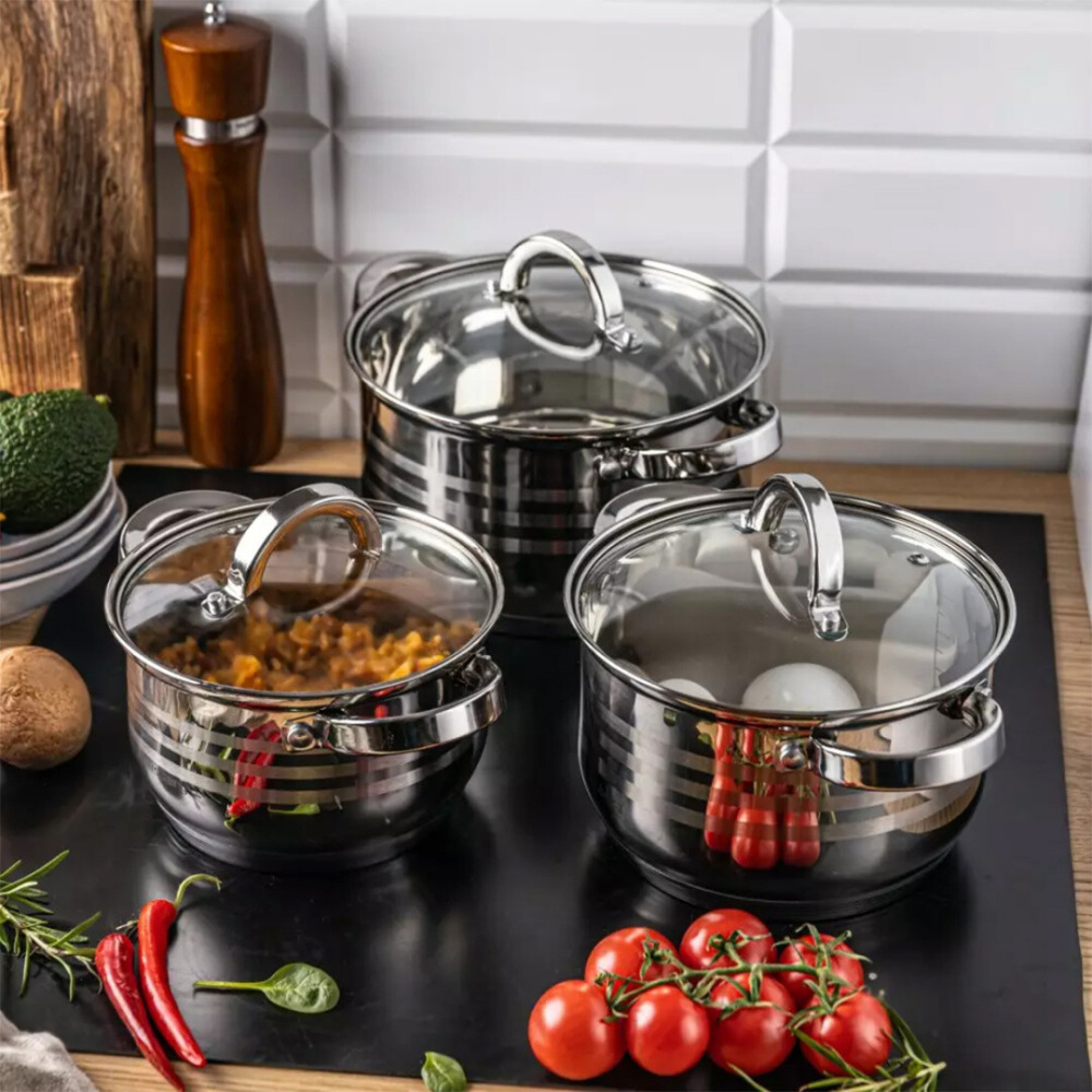 6-teiliges Edelstahl-Topfset