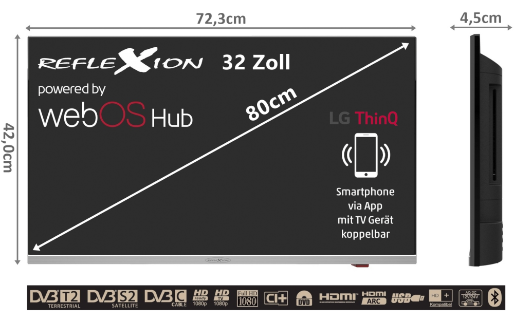  LED-Smart TV 32 Zoll (81 cm) inkl. DVD-Player schwarz
