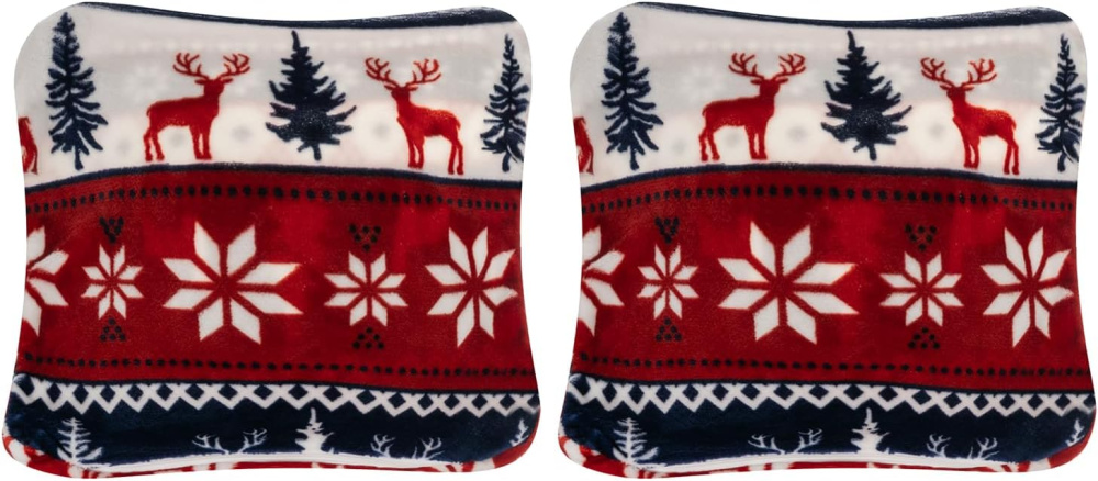 Winterliche Kuscheldecke mit Rentiermotiv + 2 Kissenbezüge