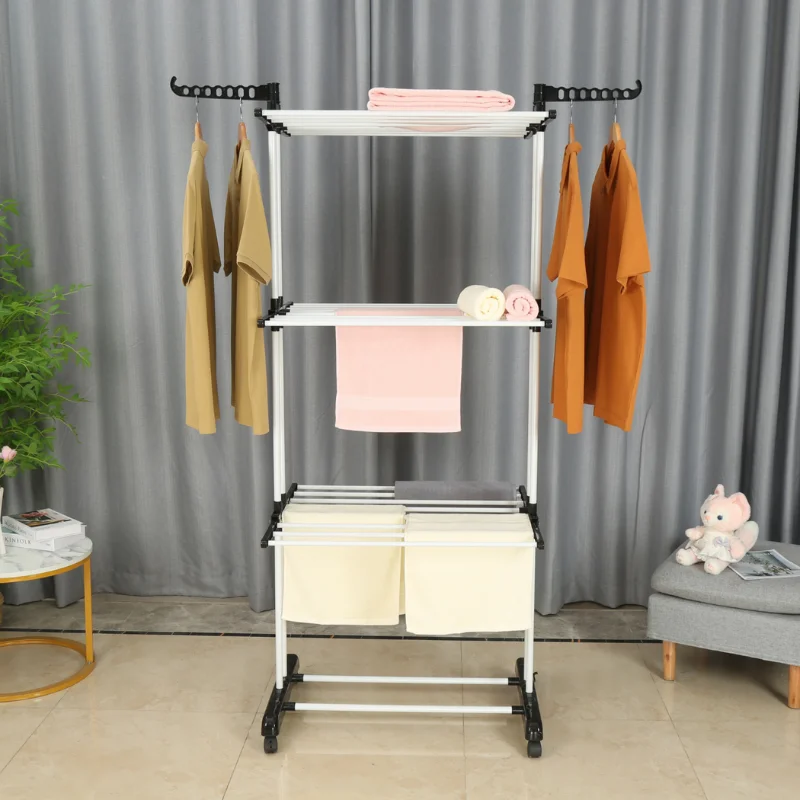 Wäscheständer mit 4 Ebenen, schwarz weiß