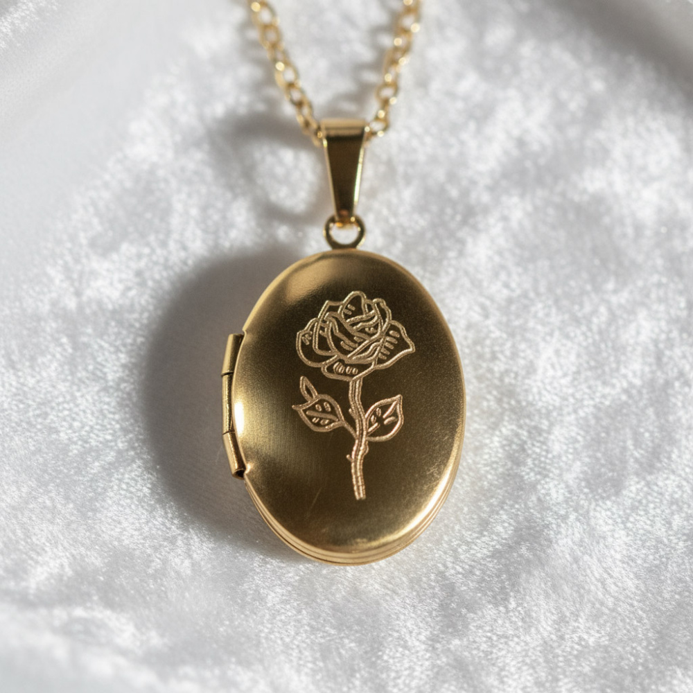 Halskette mit Fotomedaillon mit Echtgold vergoldet