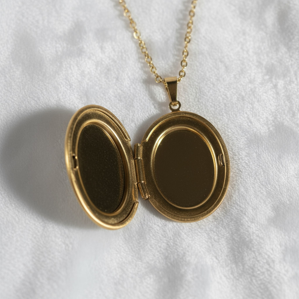 Halskette mit Fotomedaillon mit Echtgold vergoldet