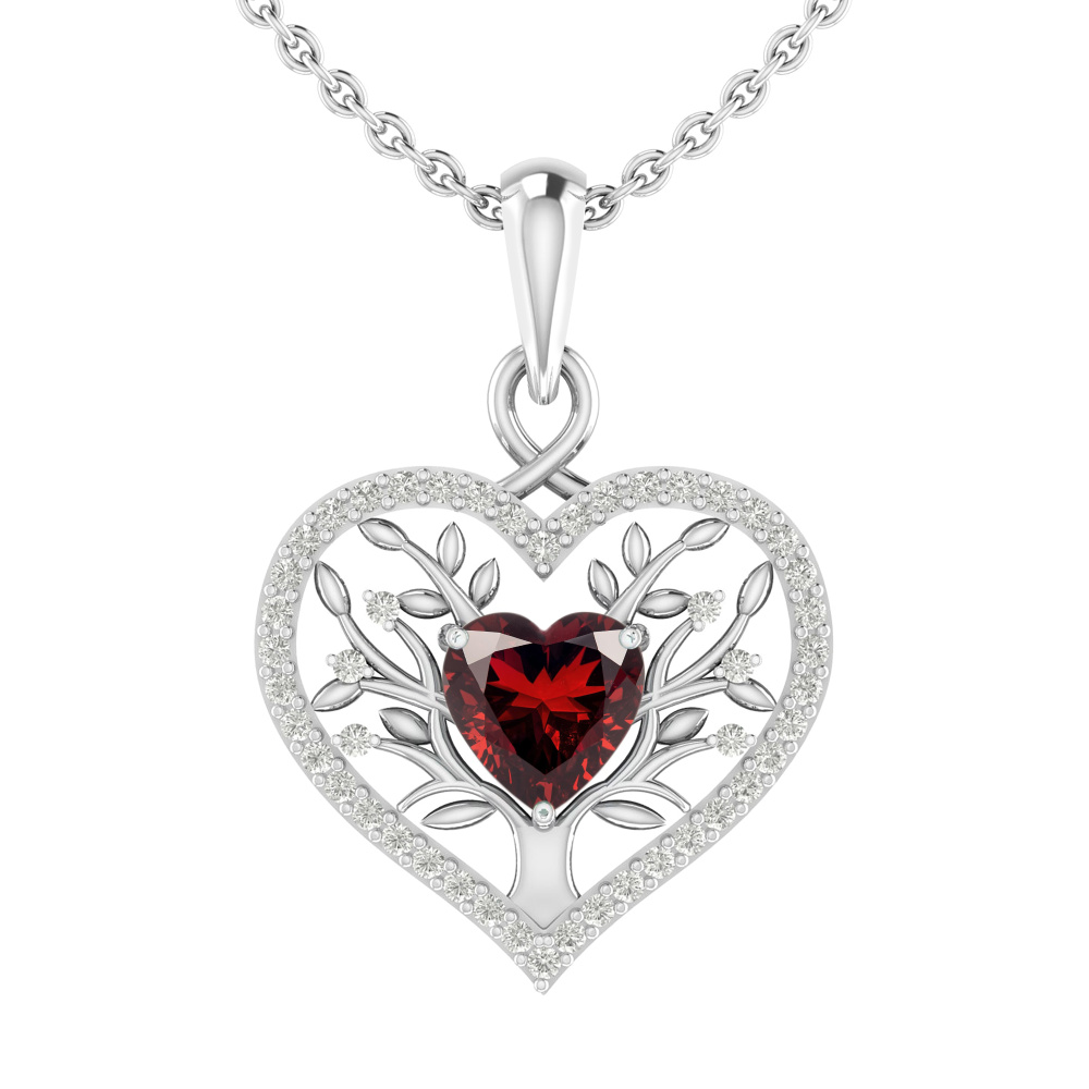 Echtsilber-Halskette "Seelenglück" mit Geburtsstein Granat (Januar)