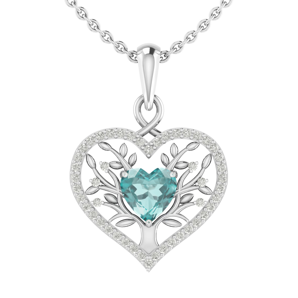 Echtsilber-Halskette "Seelenglück" mit Geburtsstein Aquamarin (März)