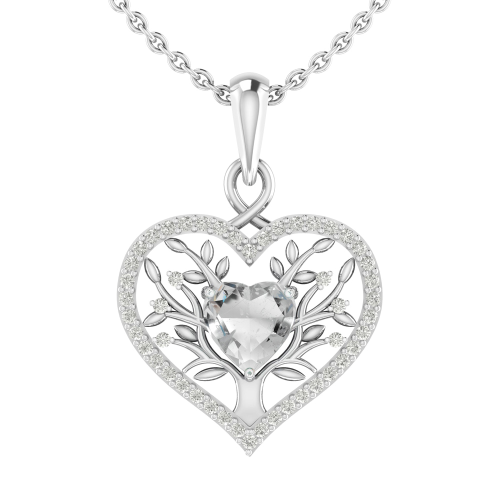 Echtsilber-Halskette "Seelenglück" mit Geburtsstein Weißer Topas (April)