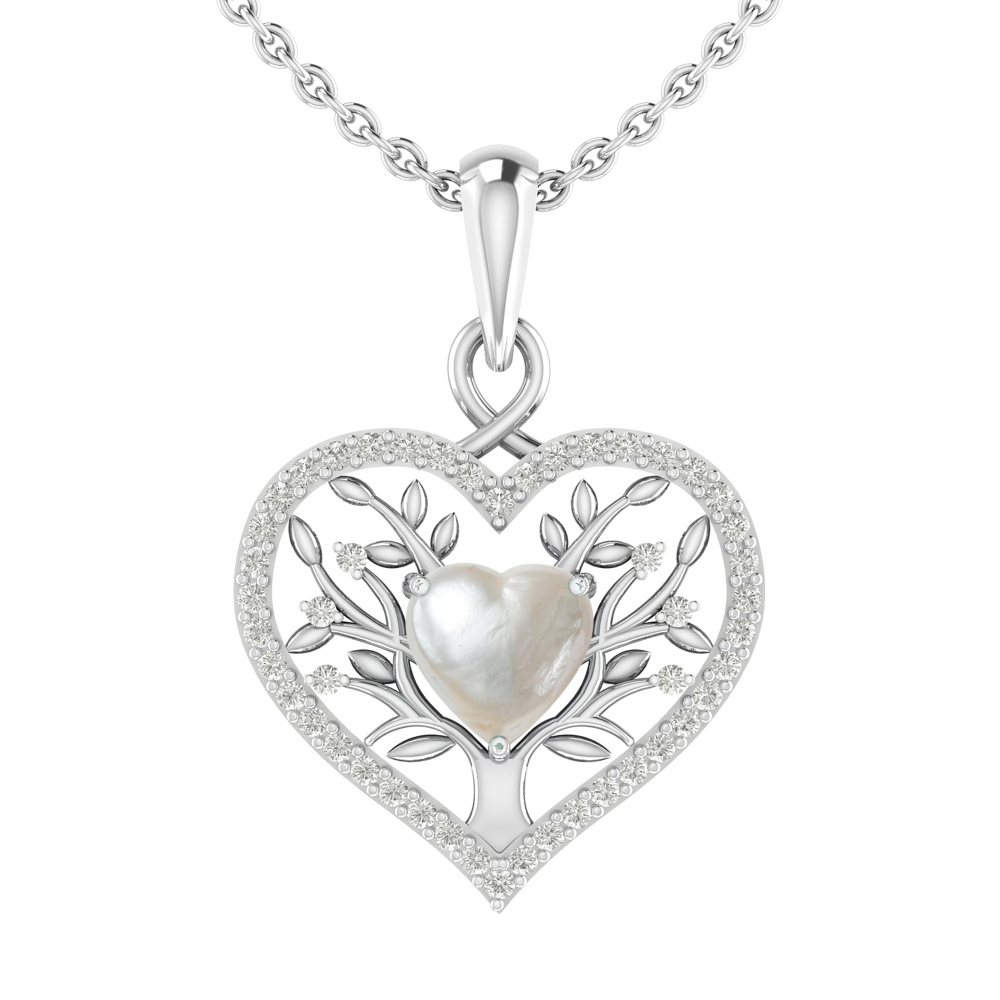 Echtsilber-Halskette "Seelenglück" mit Geburtsstein Süßwasser-Perle (Juni)