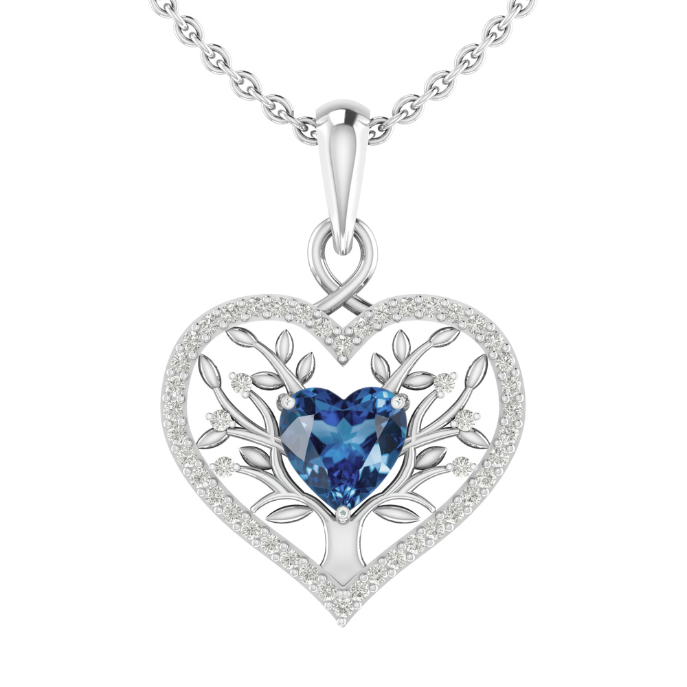 Echtsilber-Halskette "Seelenglück" mit Geburtsstein Saphir (September)