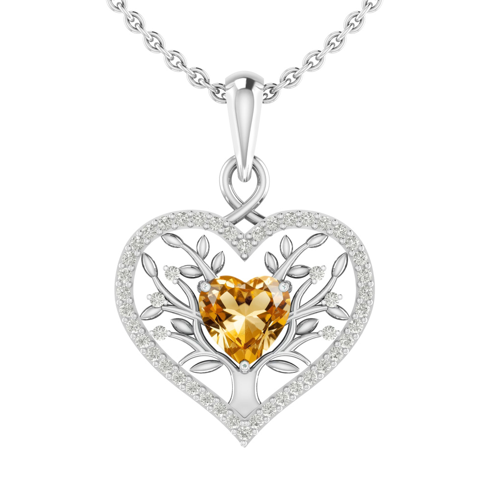 Echtsilber-Halskette "Seelenglück" mit Geburtsstein Citrin (November)