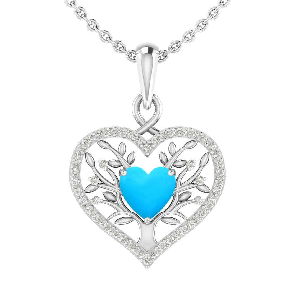 Echtsilber-Halskette "Seelenglück" mit Geburtsstein Türkis (Dezember)