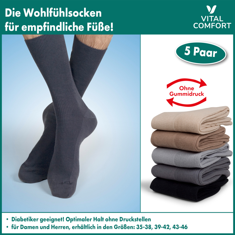 Vital Comfort Wohlfühl-Socken 5er, hell, 39-42