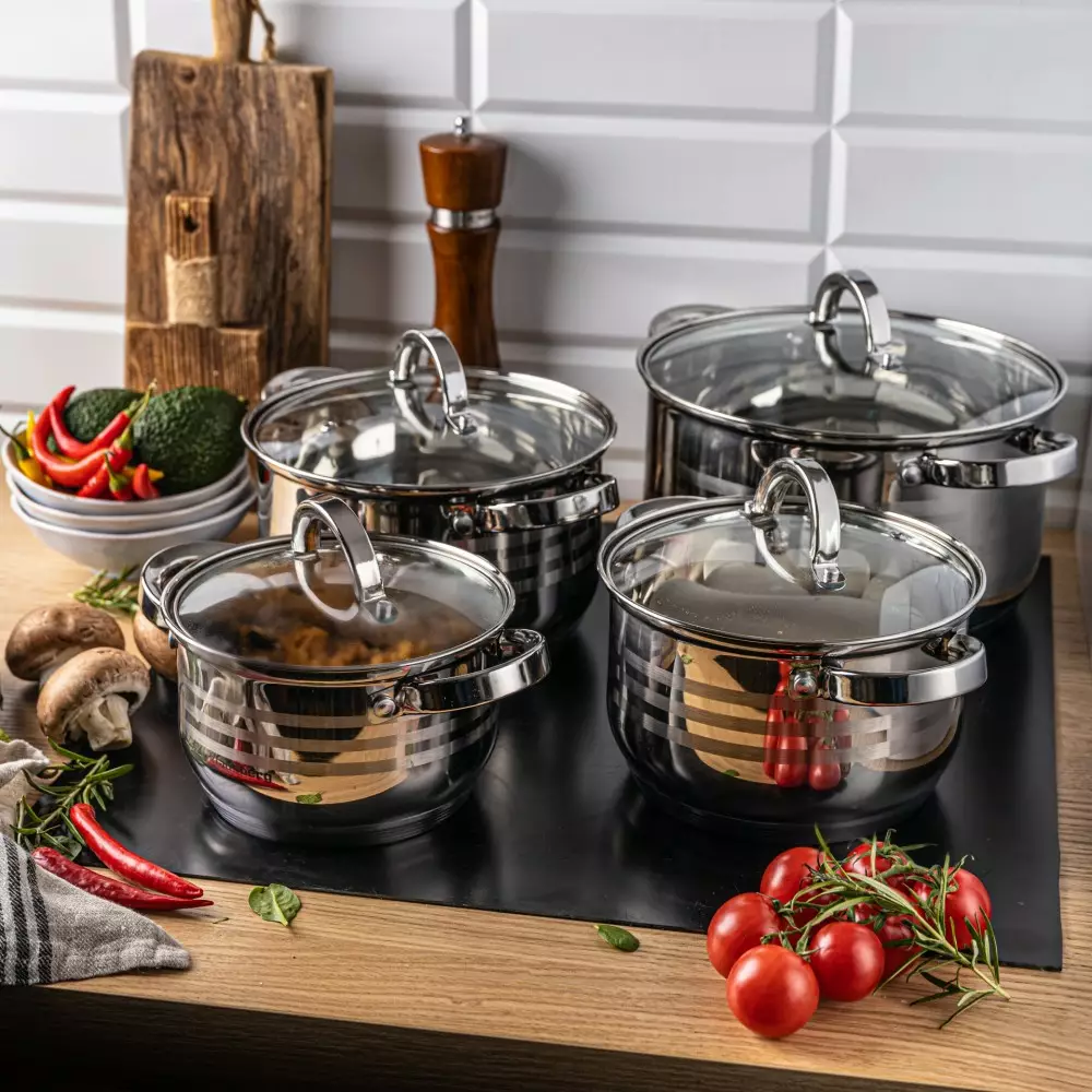 8-teiliges Edelstahl-Topfset