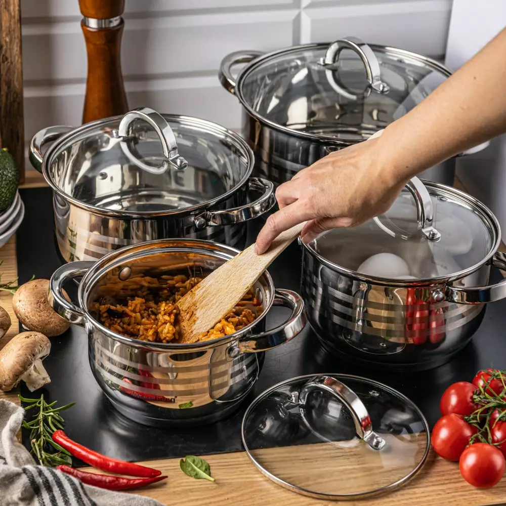 8-teiliges Edelstahl-Topfset