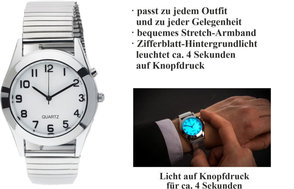 Beleuchtete Herren-Armbanduhr