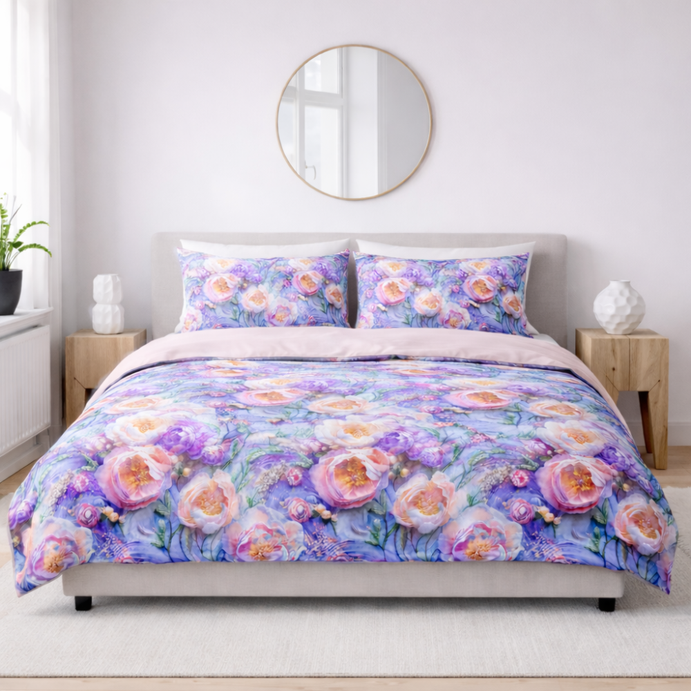 Doppelset Bettwäsche Traumgarten im 5D-Design, 155x220cm