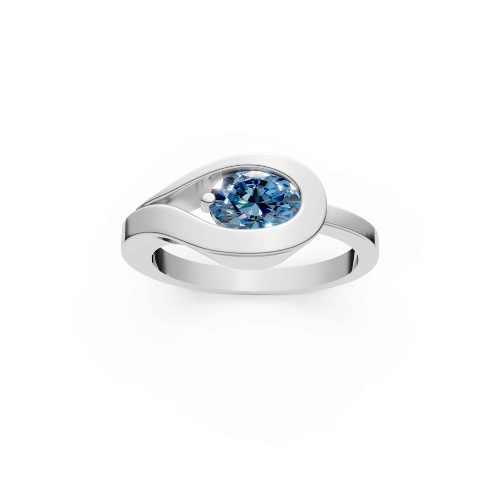 Echtsilber-Ring mit Topas "Blue Wave" Gr. 56