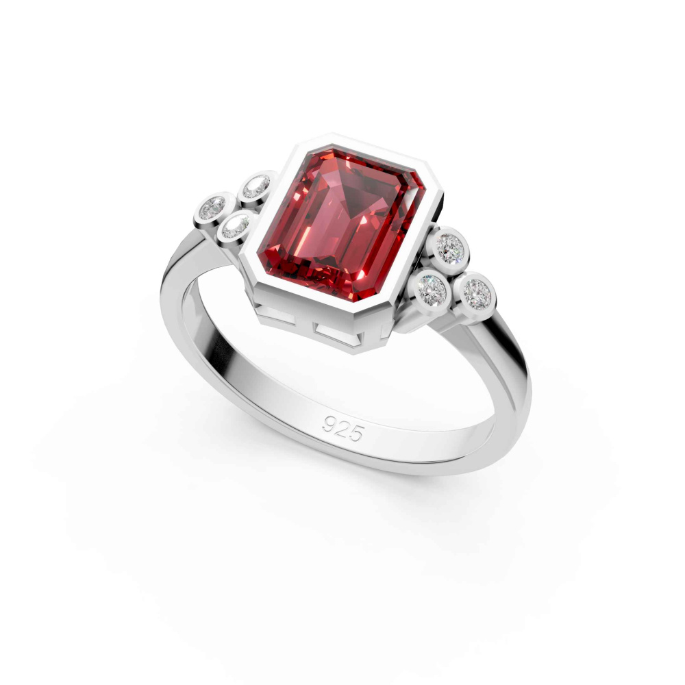 Echtsilber-Ring mit Granat "Red Passion" Gr. 56