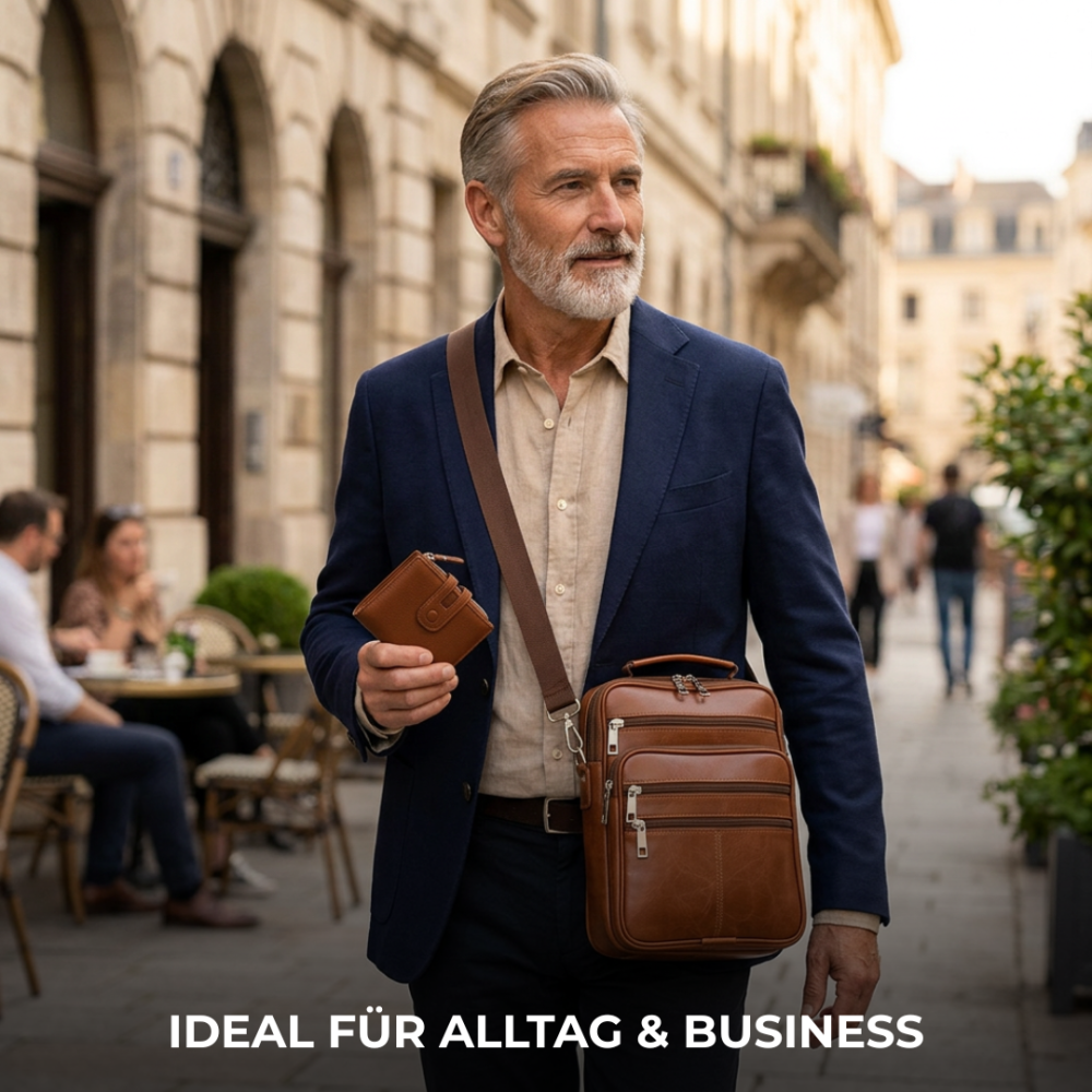 Vorteilsset Herren-Ledertasche & Geldbörse Highlander