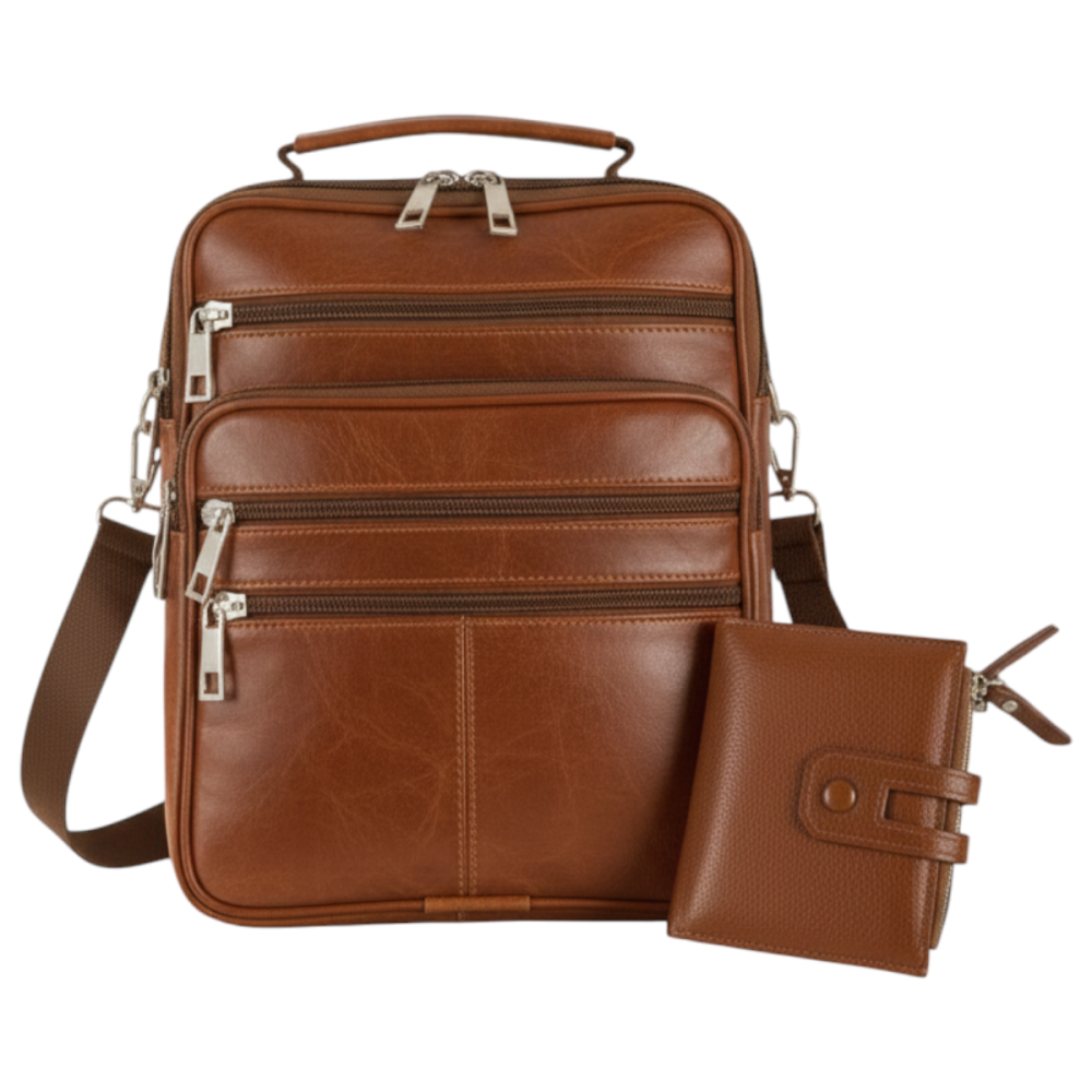 Vorteilsset Herren-Ledertasche & Geldbörse Highlander