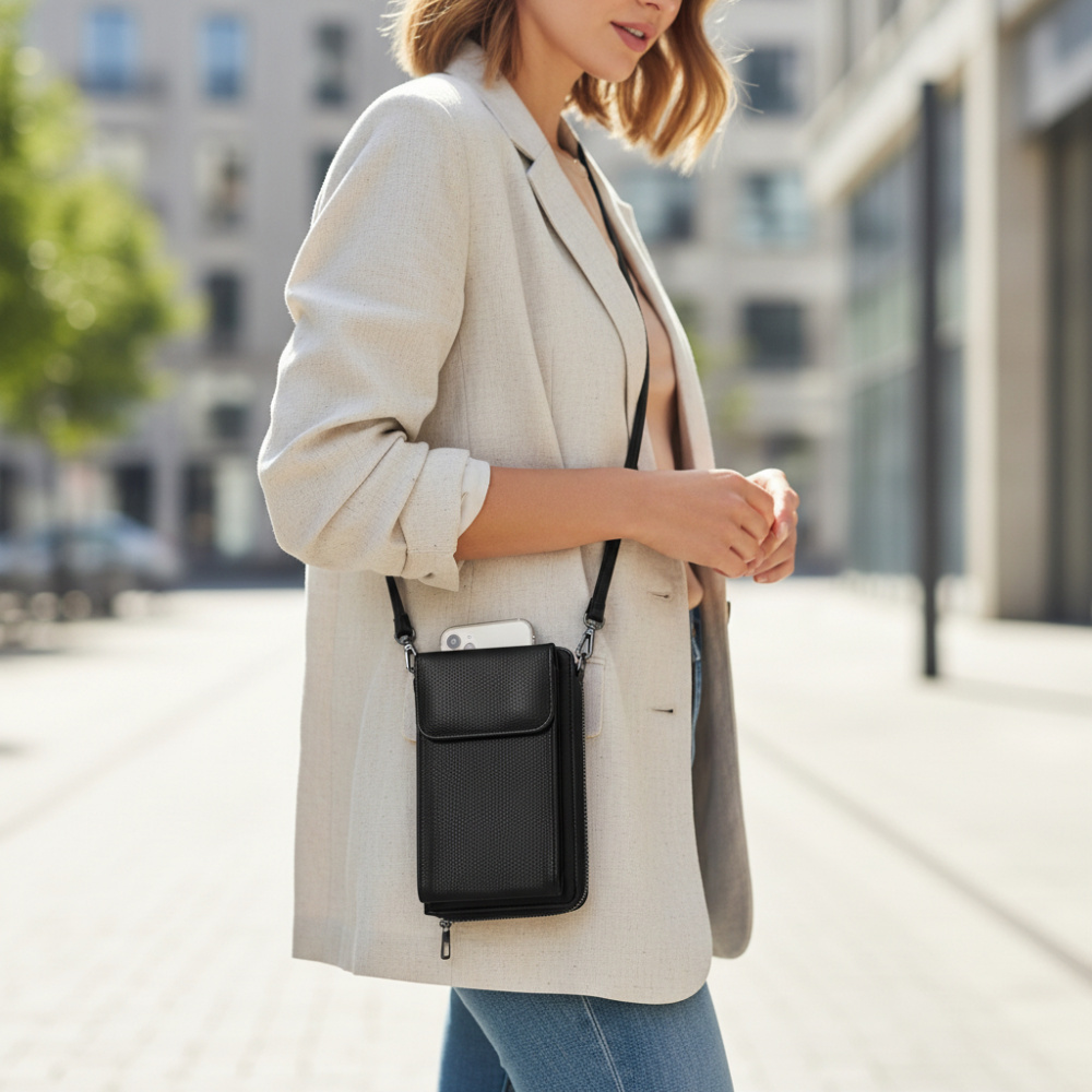 Echtleder-Handytasche Midnight Black