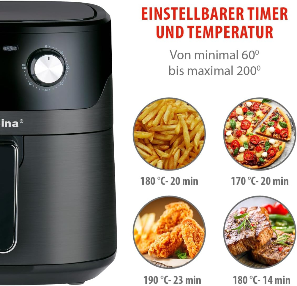 XL-Heißluftfritteuse 6 Liter, 1600 Watt