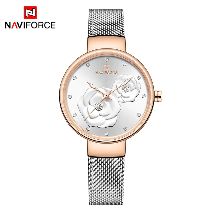 Damen-Armbanduhr Double Rose Silver
