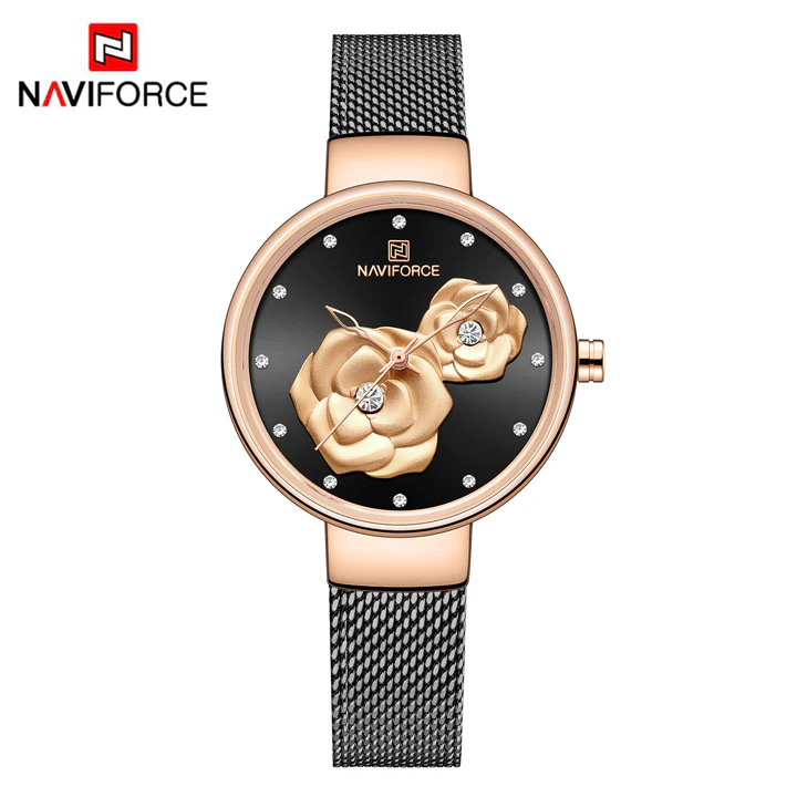 Damen-Armbanduhr Double Rose Black