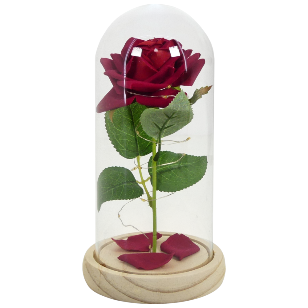 LED Glaskuppel "Ewige Rose"