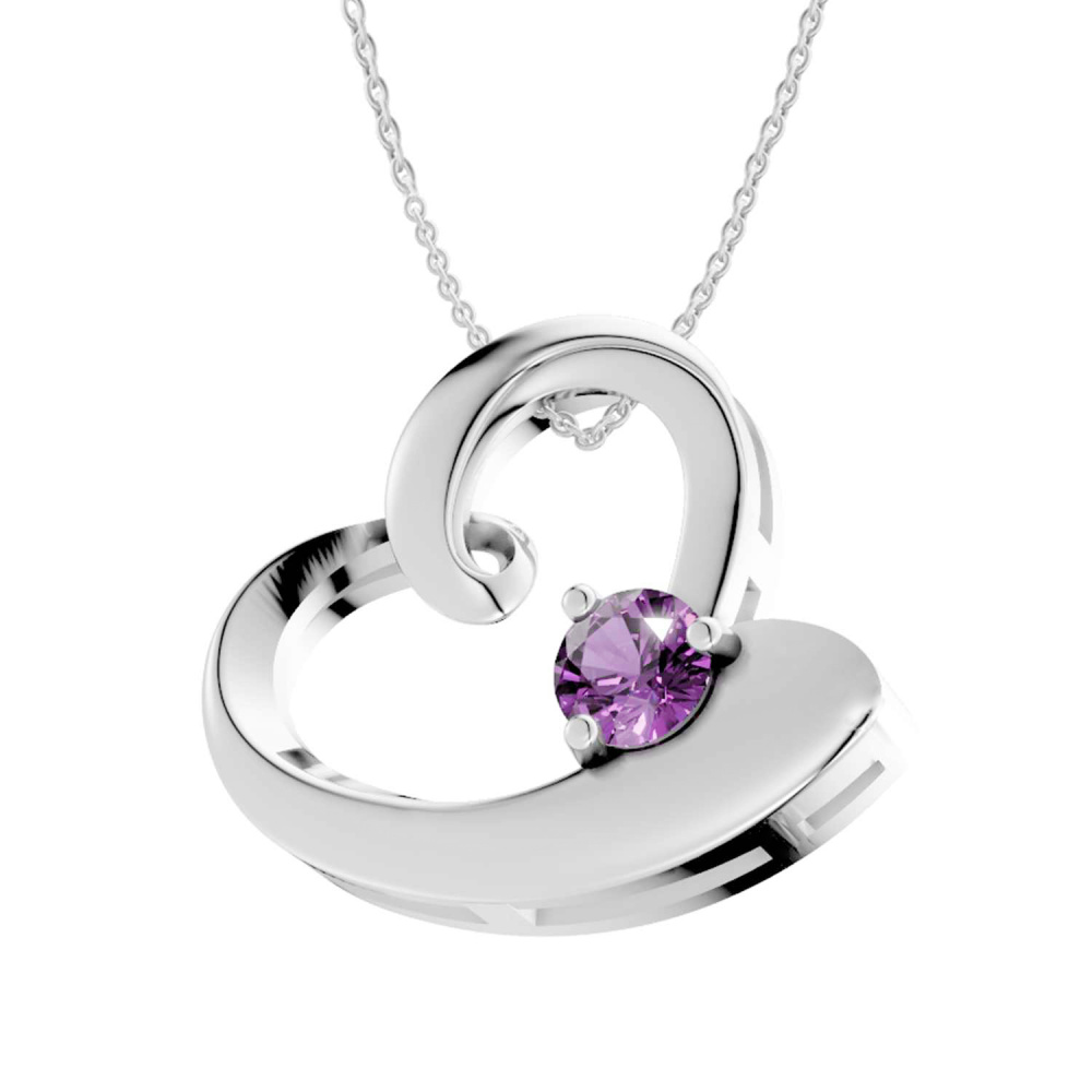 Echtsilber-Kette mit Herzanhänger Violet Amour