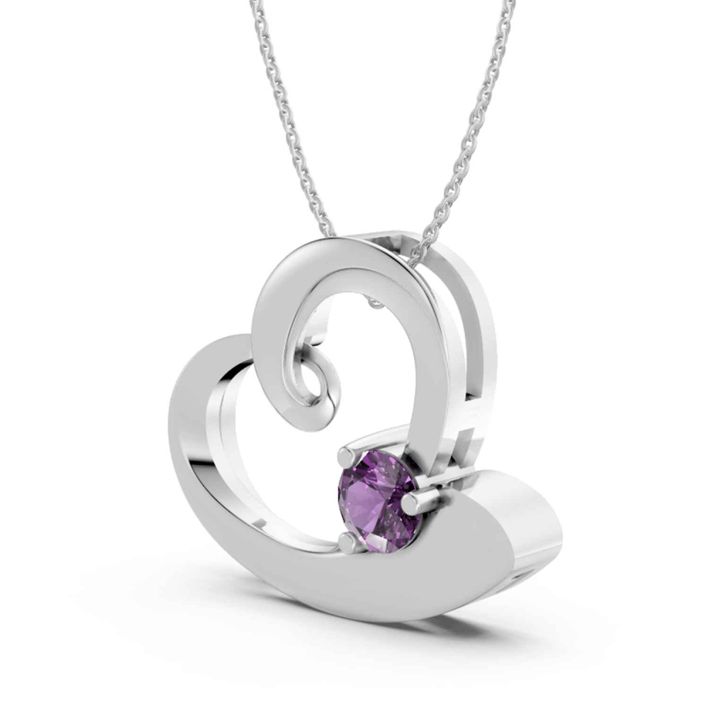 Echtsilber-Kette mit Herzanhänger Violet Amour
