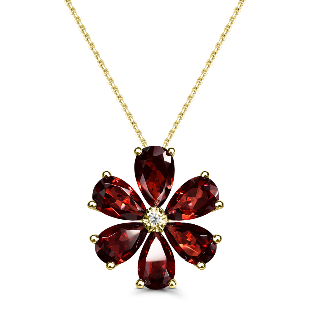 Echtsilber Halskette mit Diamant-Anhänger „Velvet Bloom“, vergoldet