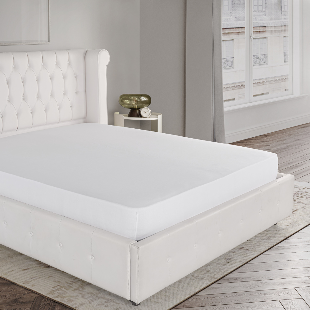 Jersey-Spannbettlaken, weiß 90x200cm