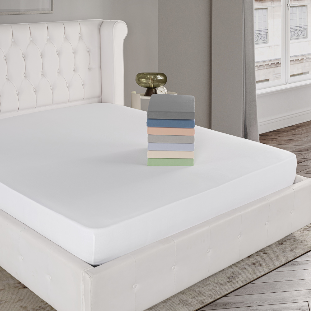 Jersey-Spannbettlaken, weiß 90x200cm