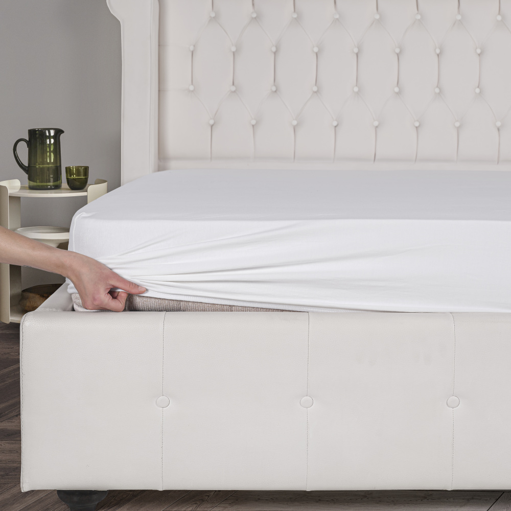 Jersey-Spannbettlaken, weiß 90x200cm