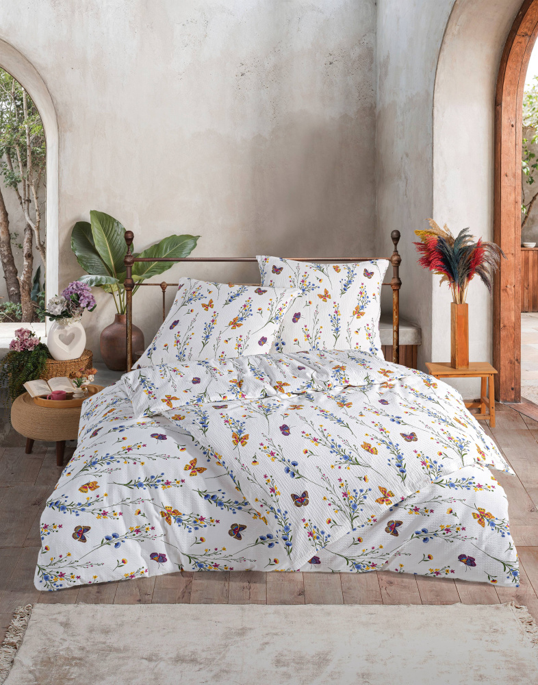 Seersucker-Bettwäsche Frühlingsbrise, 135x200cm