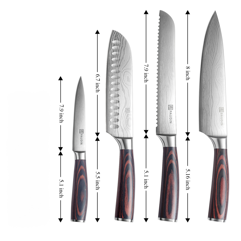 Küchenmesser-Set von Paudin, 4-teilig