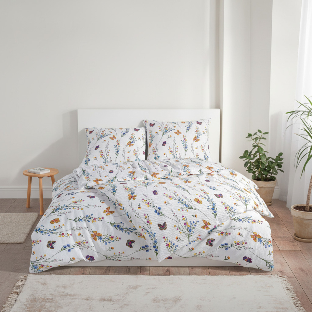 Doppelset Seersucker-Bettwäsche Frühlingsbrise, 135x200cm