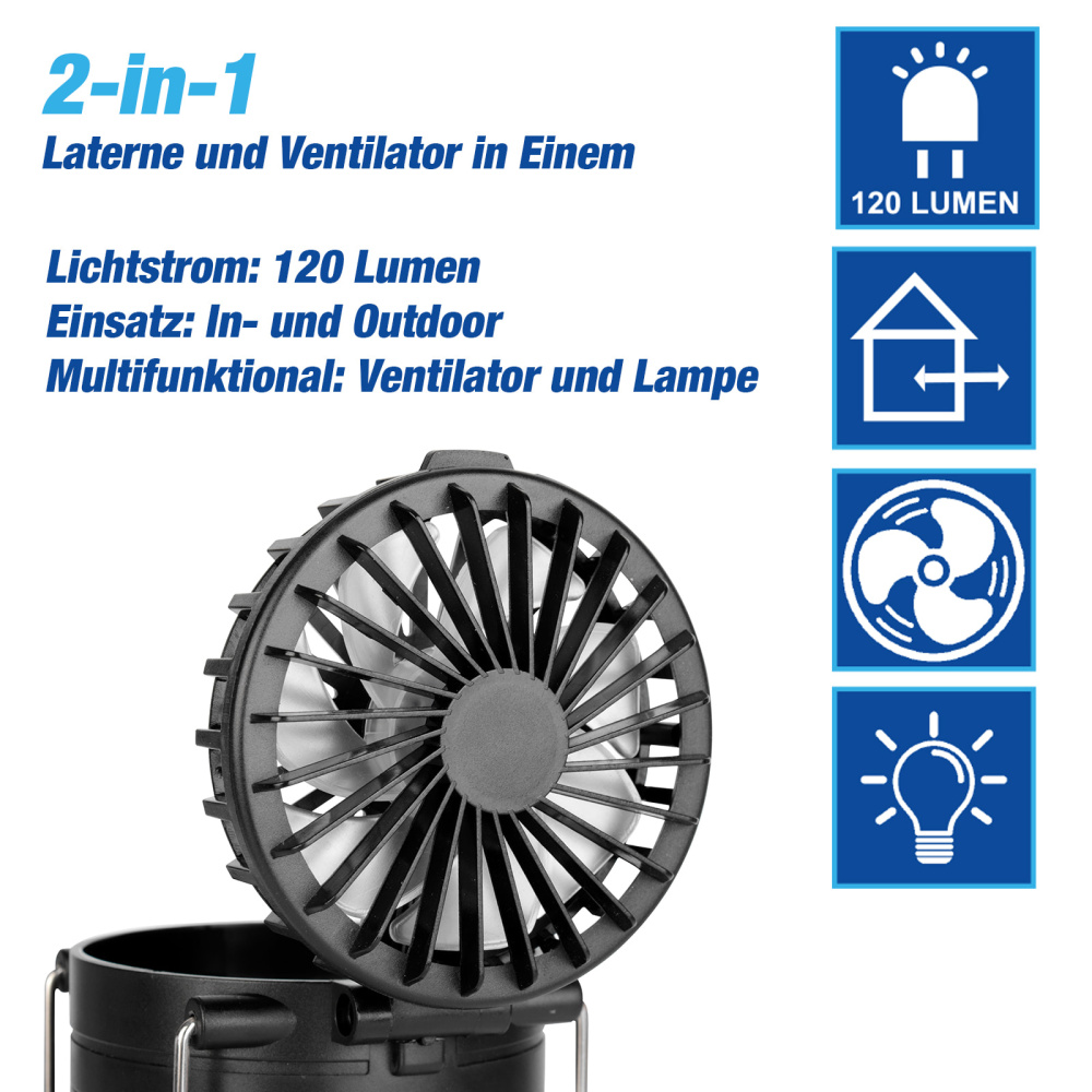 Praktische Lampe mit Ventilator
