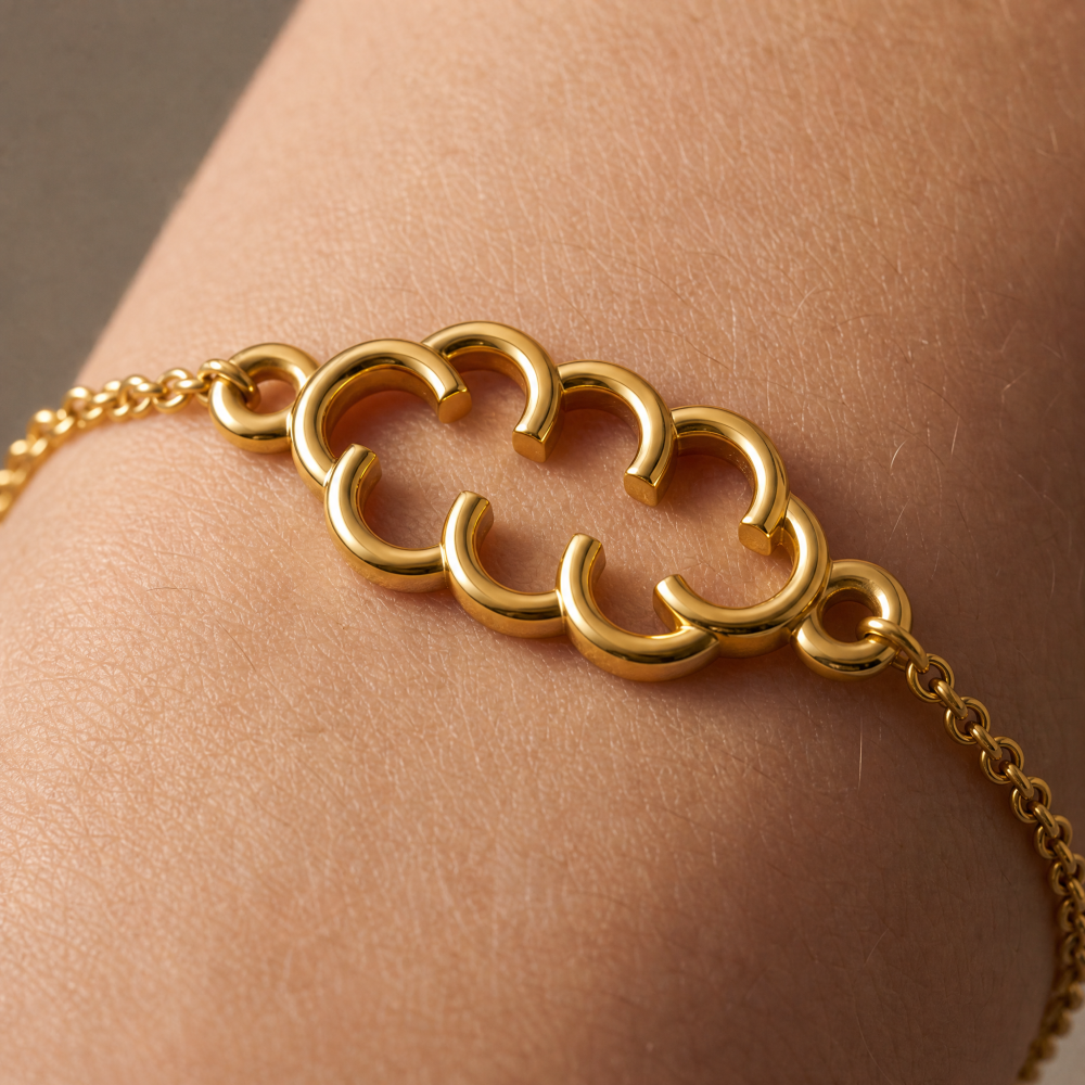Produktabbildung: Blingray Armband mit Wolken-Element "Bouncy", echt vergoldet